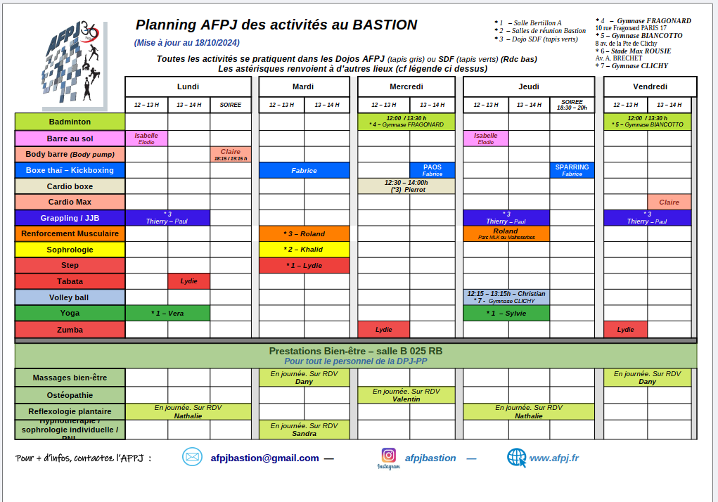 Télécharger le planning à jour